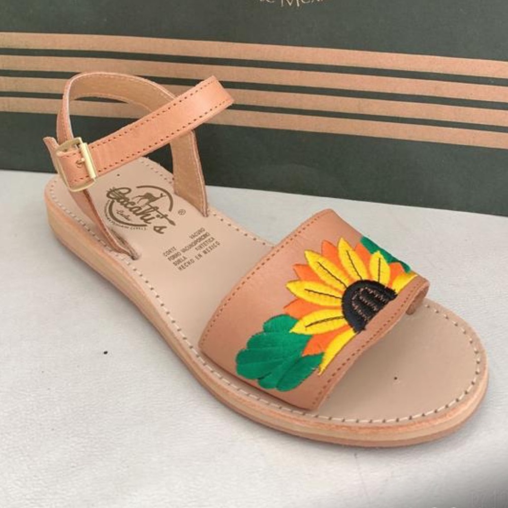 Embroidered Sunflower Sandals